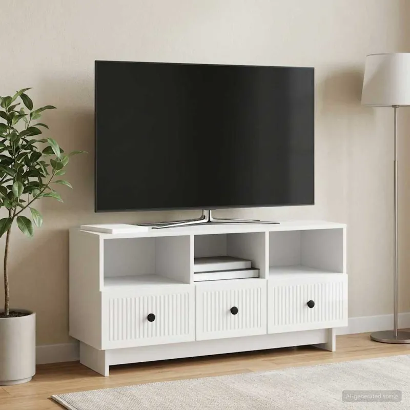 Televizoriaus spintelė Itin blizgi balta 102 x 34,5 x 50 cm