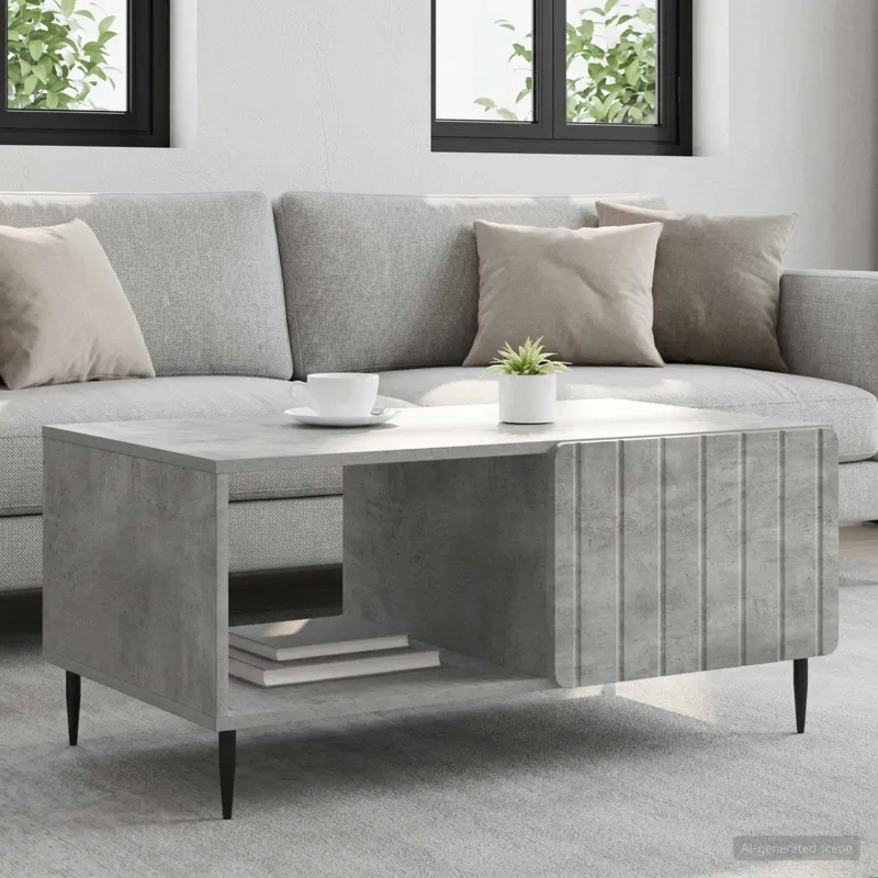 Kavos staliukas Betono pilka 90 x 50 x 40 cm Apdirbta mediena