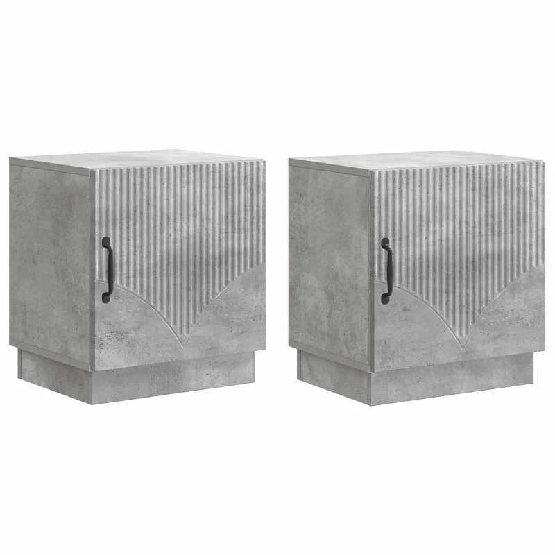 Naktinis staliukas 2 pcs Betono pilka 43 x 34,5 x 47 cm