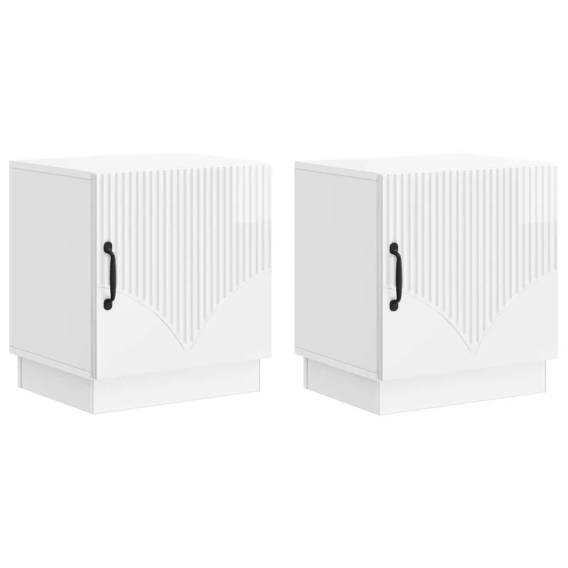 Naktinis staliukas 2 pcs Itin blizgi balta 43 x 34,5 x 47 cm