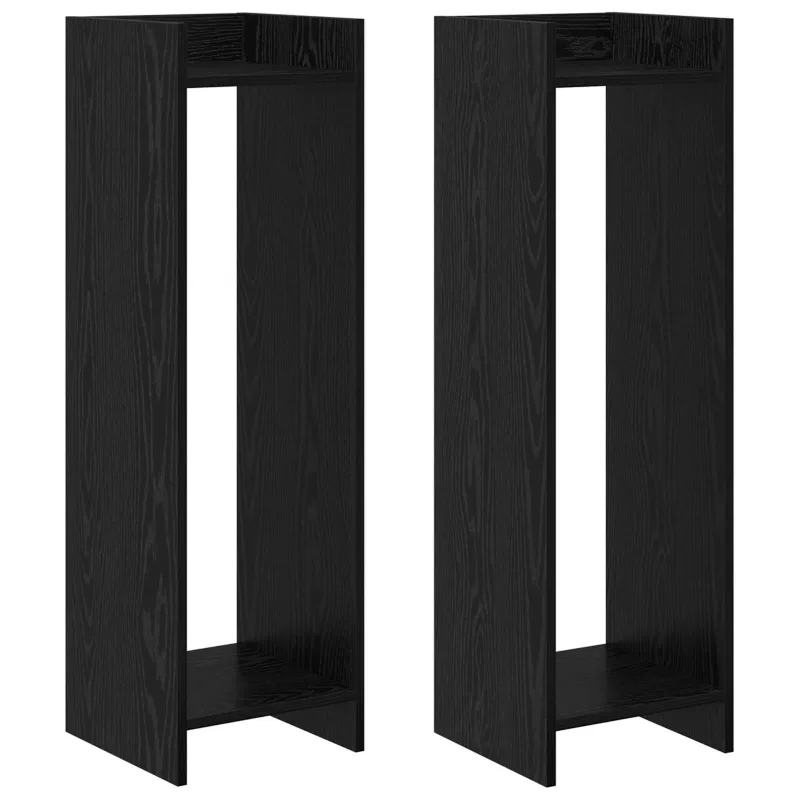 Augalų stovas su lentyna 2 pcs Juodas Ąžuolas 30 x 30 x 100 cm