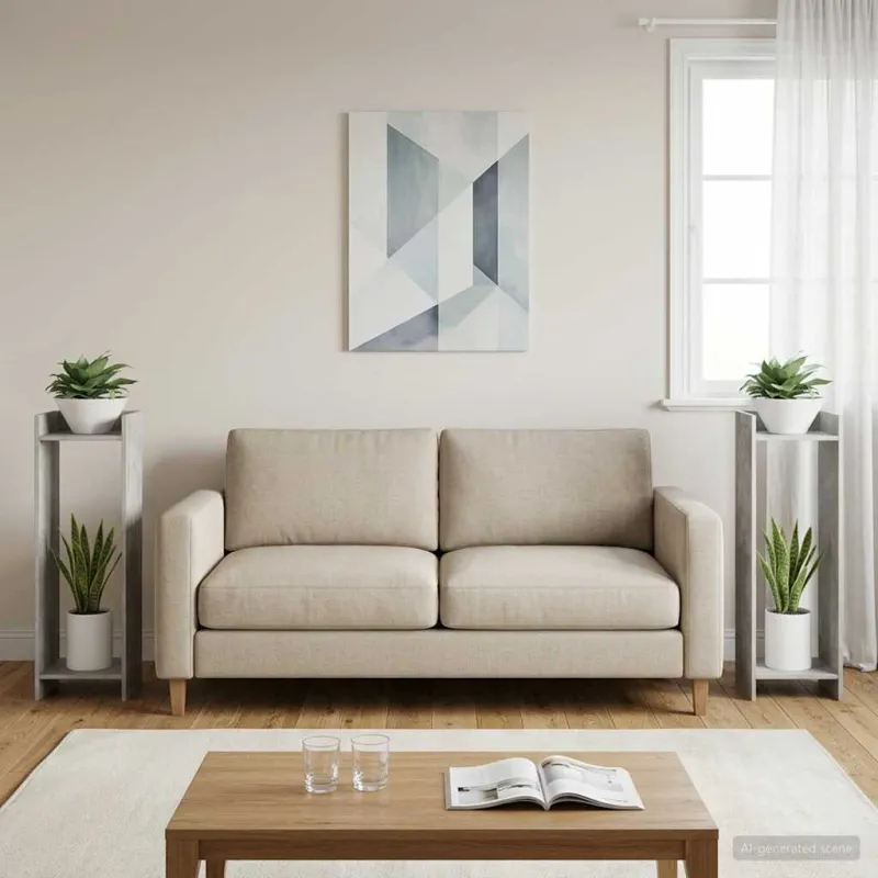 Augalų stovas su lentyna 2 pcs Betono Pilka 30 x 30 x 100 cm