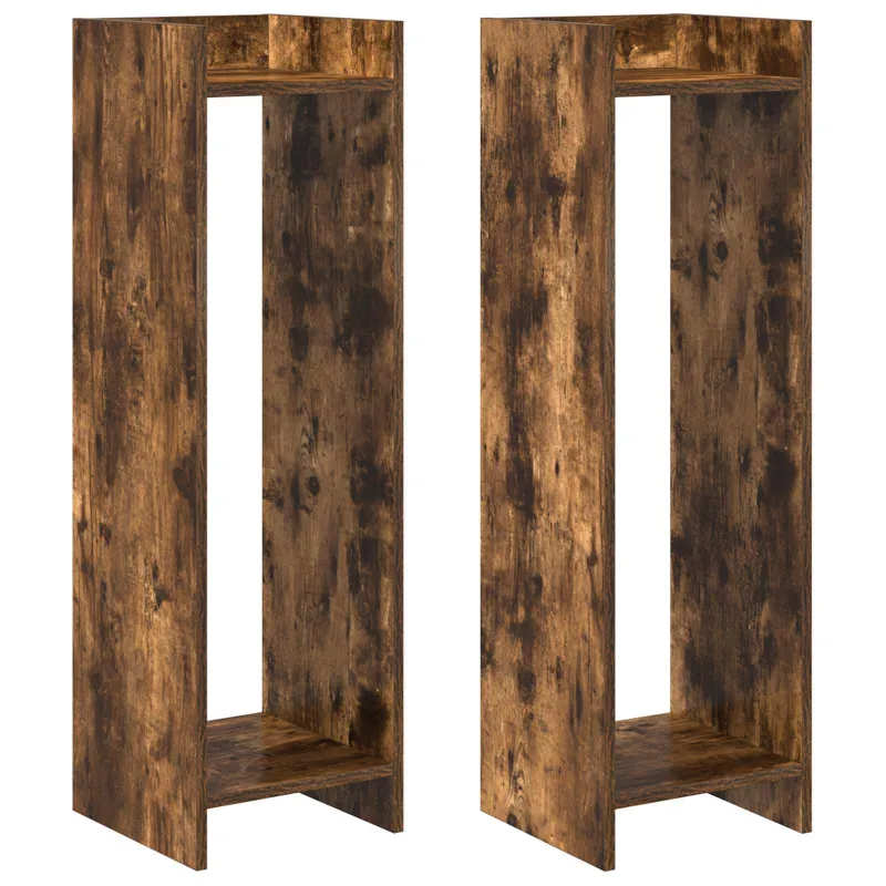 Augalų stovas su lentyna 2 pcs Rūkytas Ąžuolas 30 x 30 x 100 cm