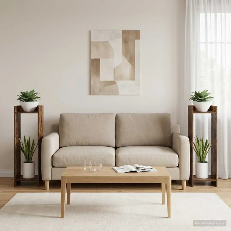 Augalų stovas su lentyna 2 pcs Rūkytas Ąžuolas 30 x 30 x 100 cm