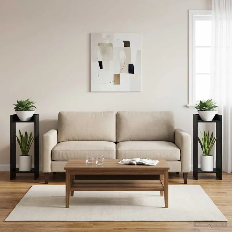 Augalų stovas su lentyna 2 pcs Juodas Ąžuolas 30 x 30 x 80 cm