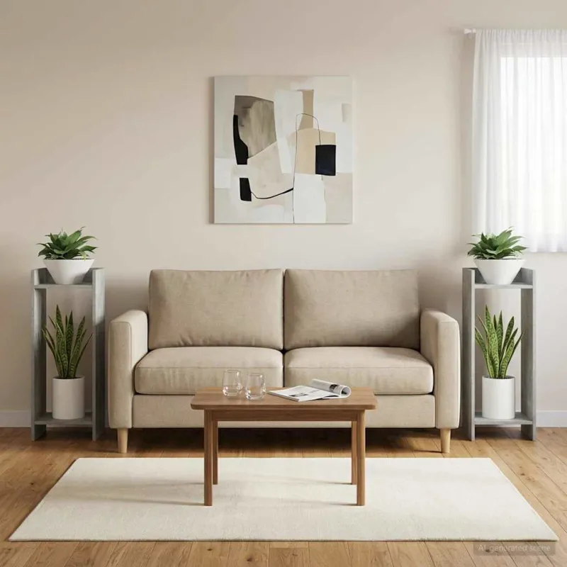 Augalų stovas su lentyna 2 pcs Betono Pilka 30 x 30 x 80 cm