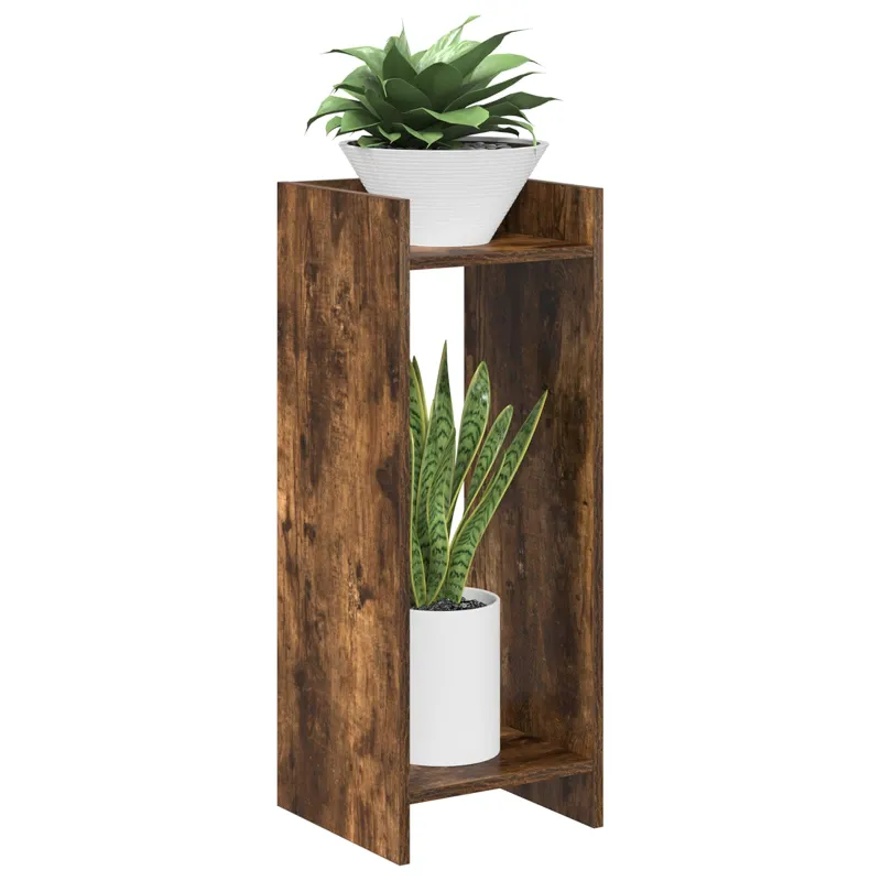 Augalų stovas su lentyna 2 pcs Rūkytas Ąžuolas 30 x 30 x 80 cm
