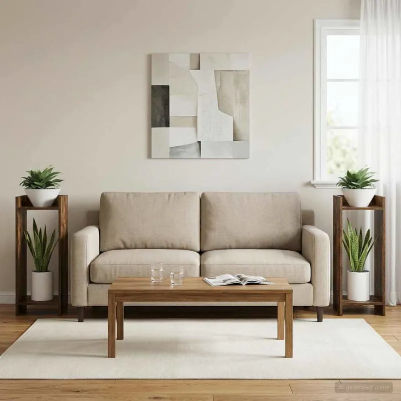 Augalų stovas su lentyna 2 pcs Rūkytas Ąžuolas 30 x 30 x 80 cm