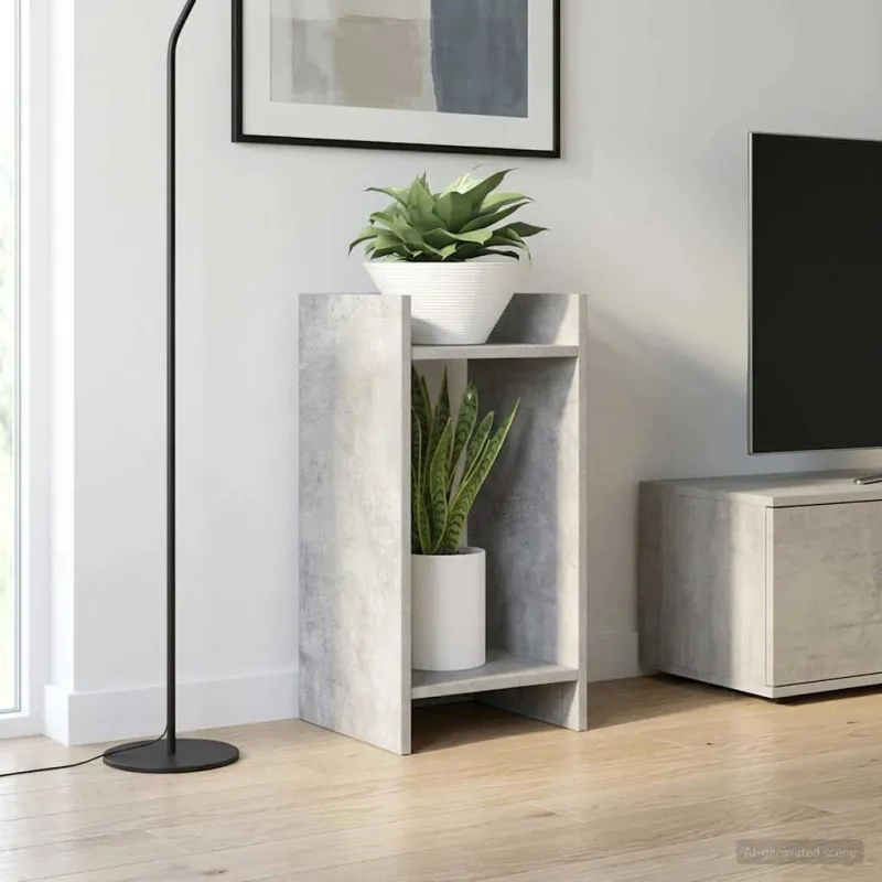 Augalų stovas su lentyna 2 pcs Betono Pilka 30 x 30 x 60 cm