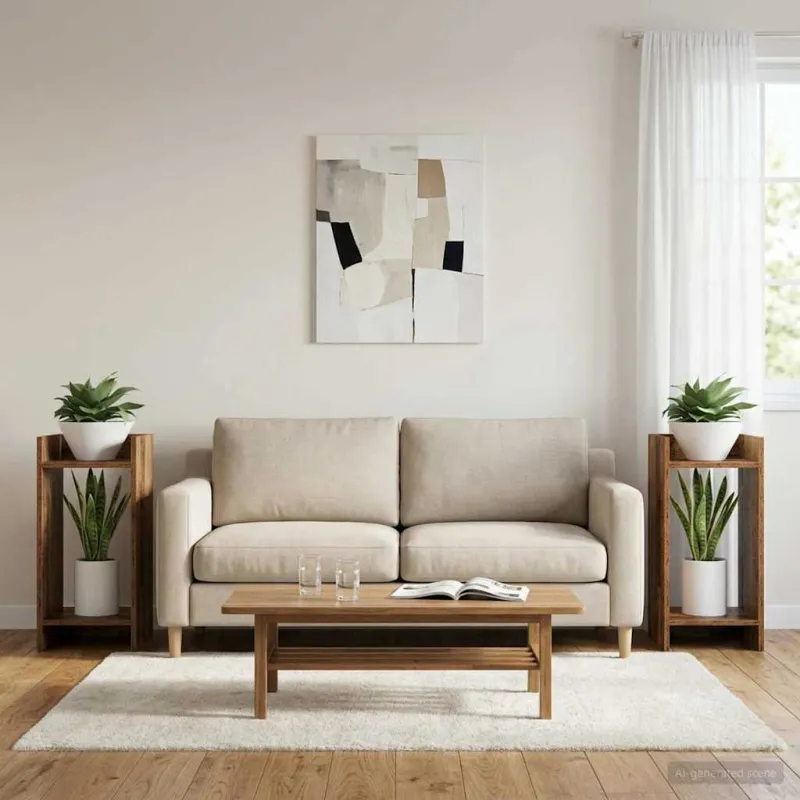 Augalų stovas su lentyna 2 pcs Senas medis 30 x 30 x 60 cm