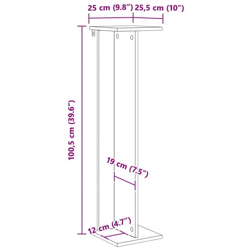 Augalų stovas 2 pcs Betono Pilka 25 x 25,5 x 100,5 cm