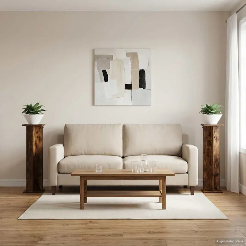 Augalų stovas 2 pcs Rūkytas Ąžuolas 25 x 25,5 x 100,5 cm