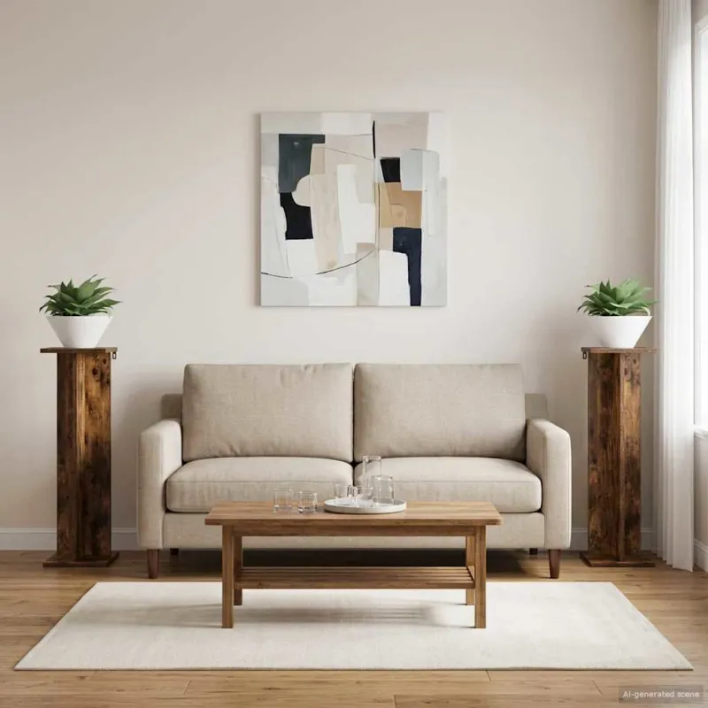 Augalų stovas 2 pcs Rūkytas Ąžuolas 25 x 25,5 x 80,5 cm