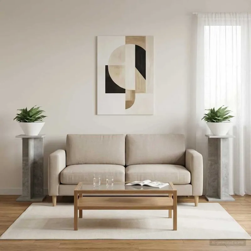 Augalų stovas 2 pcs Betono Pilka 25 x 25,5 x 60,5 cm
