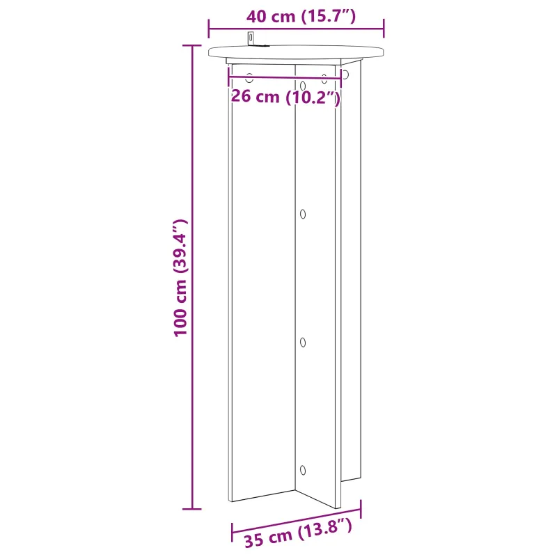 Augalų stovas 2 pcs Balta Ø40 x 100 cm Apdirbta mediena