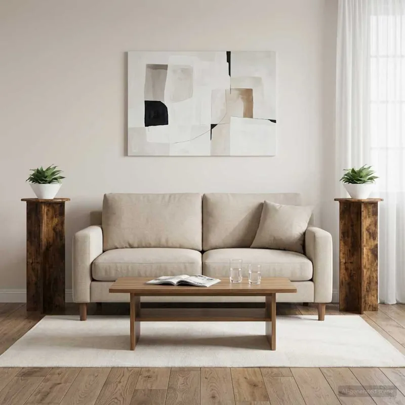 Augalų stovas 2 pcs Dūminio ąžuolo Ø40 x 100 cm