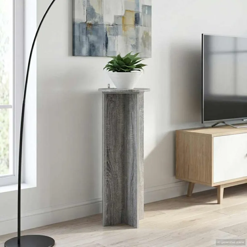 Augalų stovas 2 pcs Pilka sonoma ąžuolo Ø40 x 100 cm