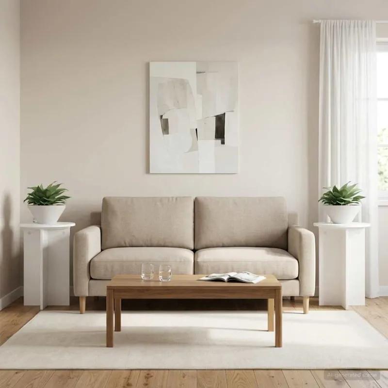 Augalų stovas 2 pcs Balta Ø40 x 60 cm Apdirbta mediena