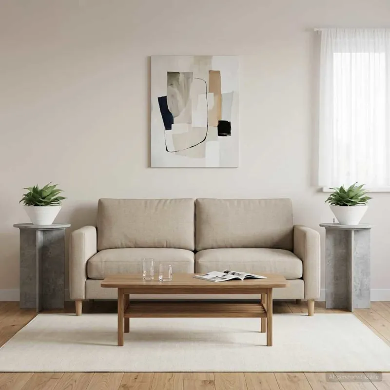 Augalų stovas 2 pcs Betono pilka Ø40 x 60 cm Apdirbta mediena