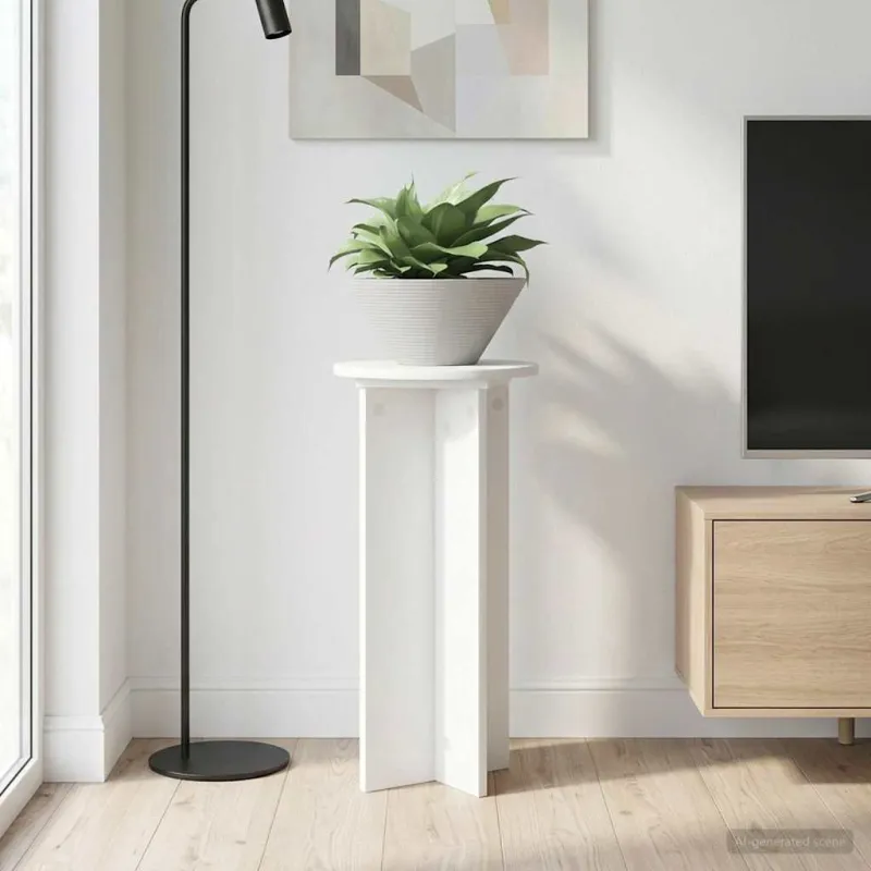 Augalų stovas 2 pcs Balta Ø29,5 x 60 cm Apdirbta mediena