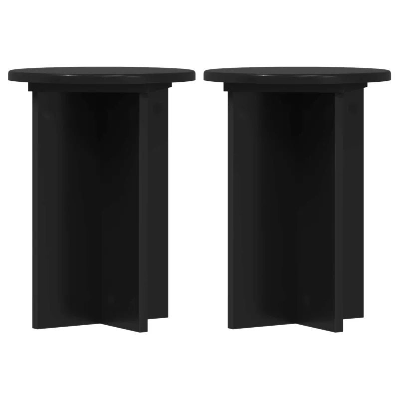 Augalų stovas 2 pcs Juoda Ø29,5 x 40 cm Apdirbta mediena