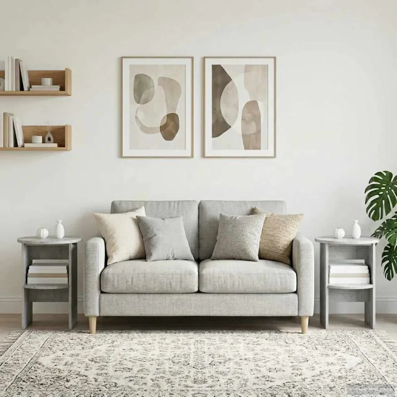 Šoninė spintelė 2 pcs Betono Pilka Ø40 x 50 cm Dirbtinė mediena
