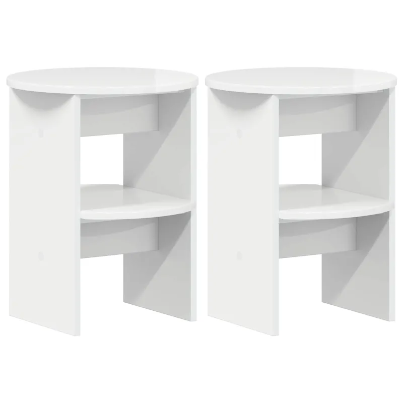 Šoninė spintelė 2 pcs Aukšto Blizgesio Baltas Ø40 x 50 cm