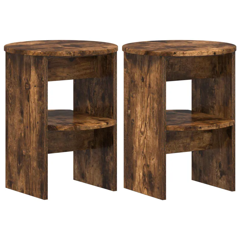 Šoninė spintelė 2 pcs Rūkytas Ąžuolas Ø40 x 50 cm