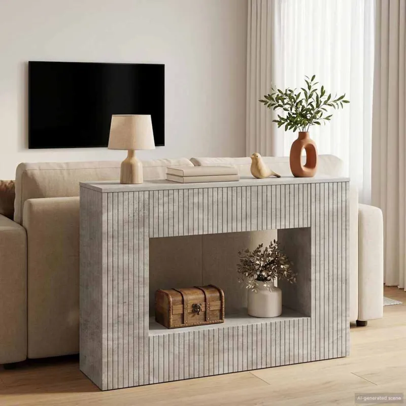 Konsolinis stalas Dryžuotas Betono Pilka 101 x 29 x 74 cm