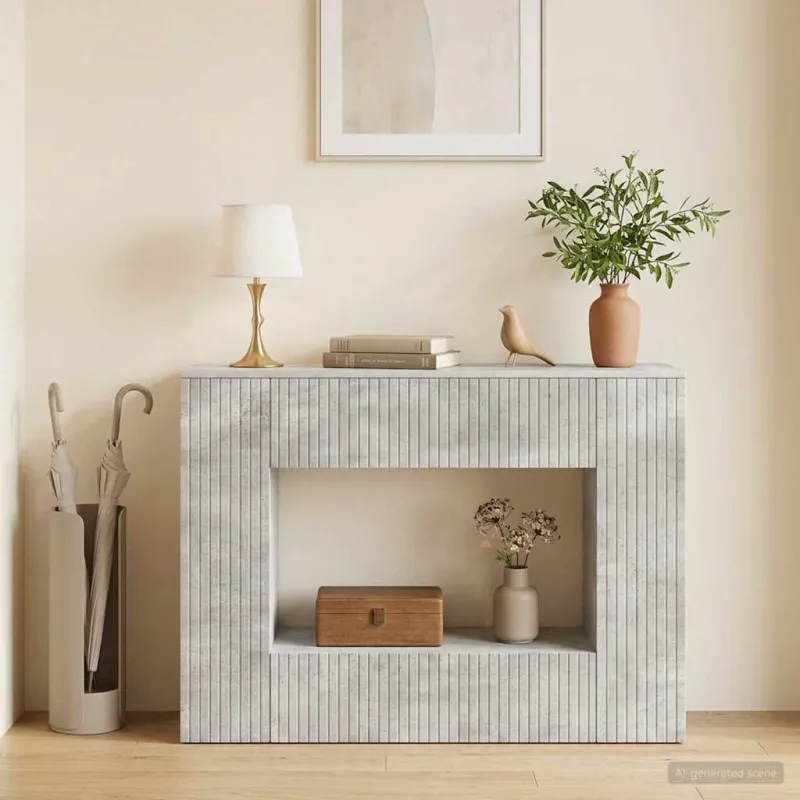 Konsolinis stalas Dryžuotas Betono Pilka 101 x 29 x 74 cm