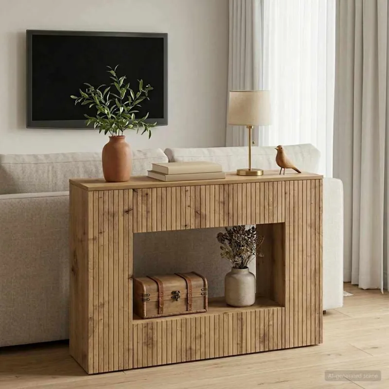 Konsolinis stalas Dryžuotas Amatinė Ąžuolas 101 x 29 x 74 cm