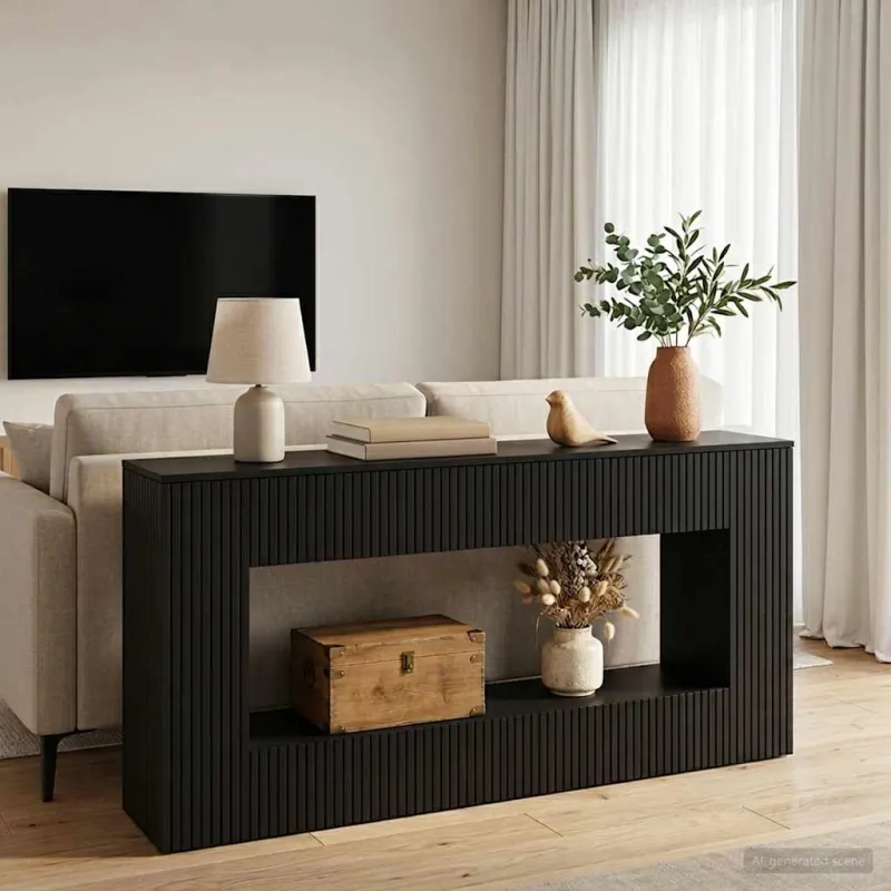 Konsolinis stalas Juodas 155 x 29 x 74 cm Dirbtinė mediena