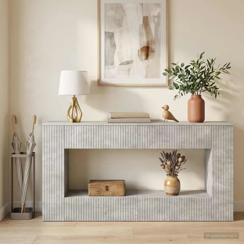 Konsolinis stalas Dryžuotas Betono Pilka 155 x 29 x 74 cm