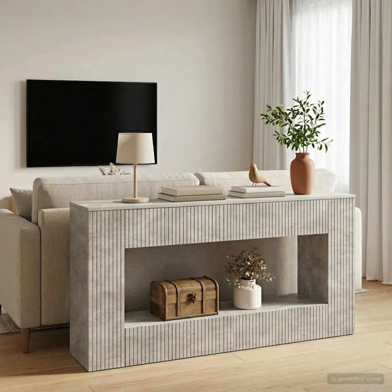Konsolinis stalas Dryžuotas Betono Pilka 155 x 29 x 74 cm