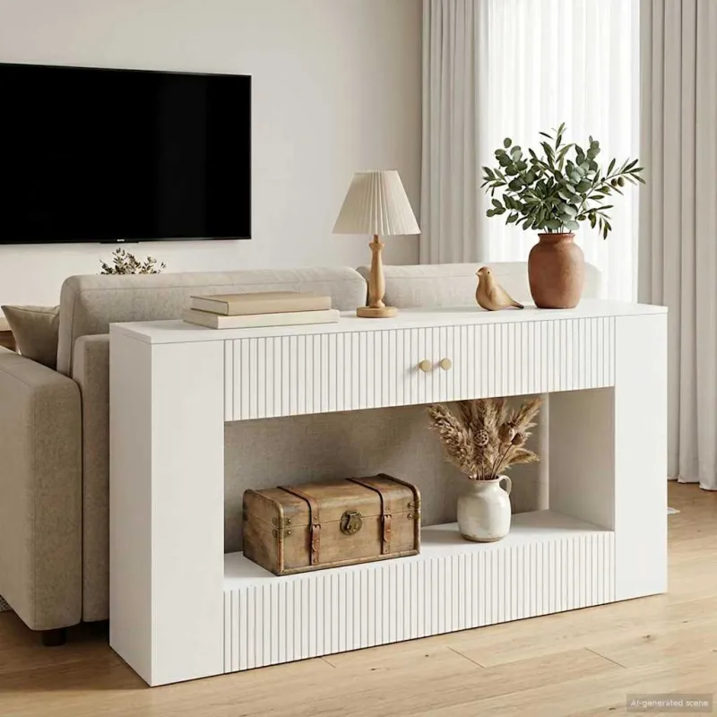 Konsolinis stalas Aukšto Blizgesio Baltas 155 x 29 x 74 cm