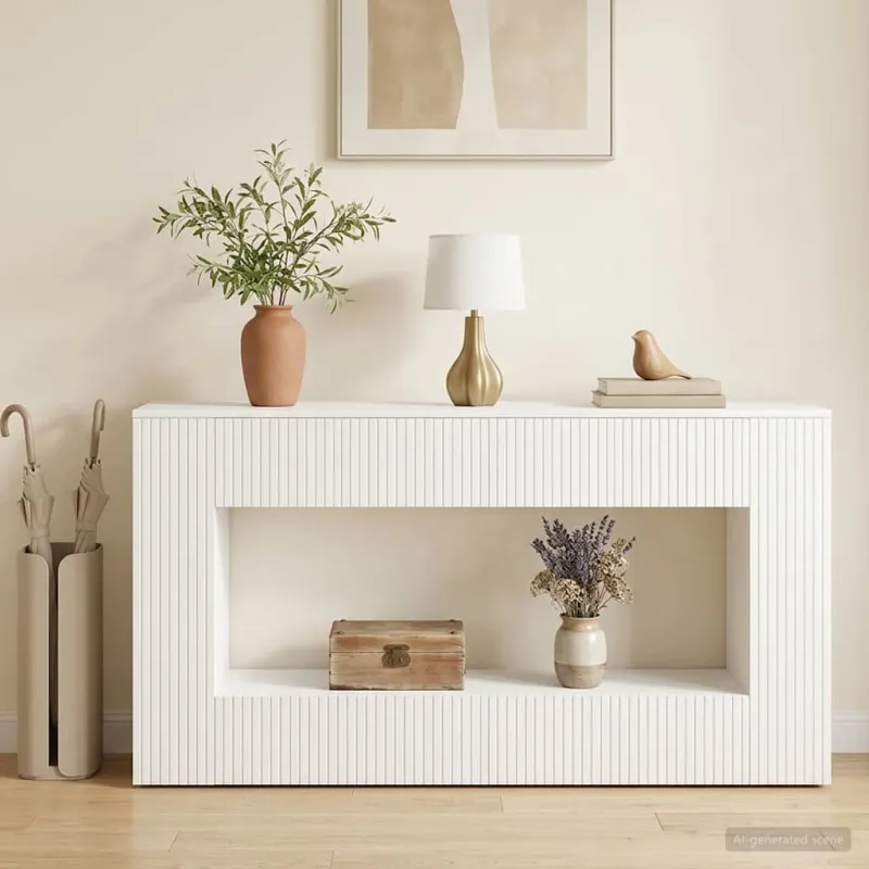 Konsolinis stalas Aukšto Blizgesio Baltas 155 x 29 x 74 cm