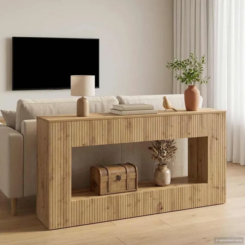 Konsolinis stalas Dryžuotas Amatinė Ąžuolas 155 x 29 x 74 cm