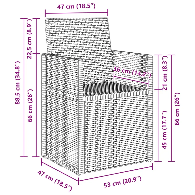 Sodo Valgomojo Kėdės 2 pcs Antracitas 53 x 47 x 88,5 cm PP