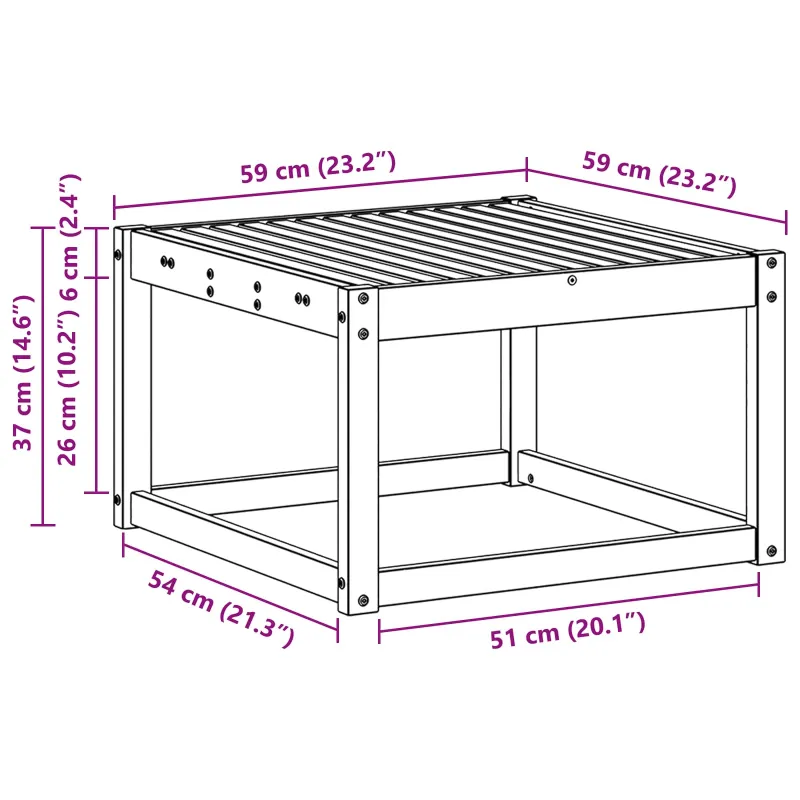 Lauko stalas Kietos akacijos mediena Natūrali 59 x 59 x 37 cm