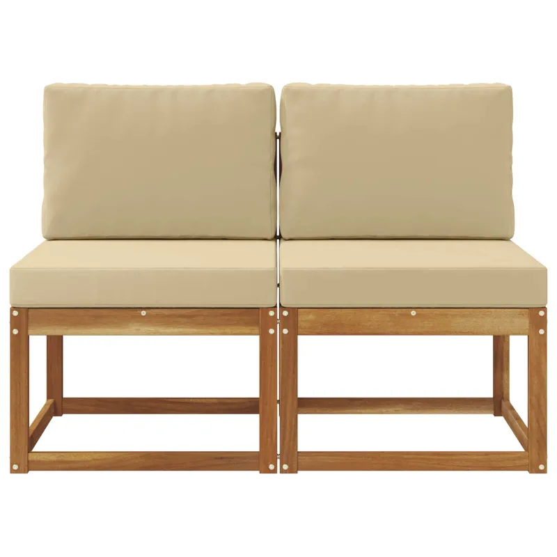 2 Vienetas Lauko Vidurinis Sofa Kietos akacijos mediena