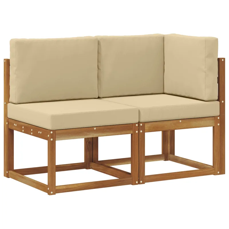 Lauko vidurinė ir kampinė sofa 2 Vienetas Natūralus ir bežinis