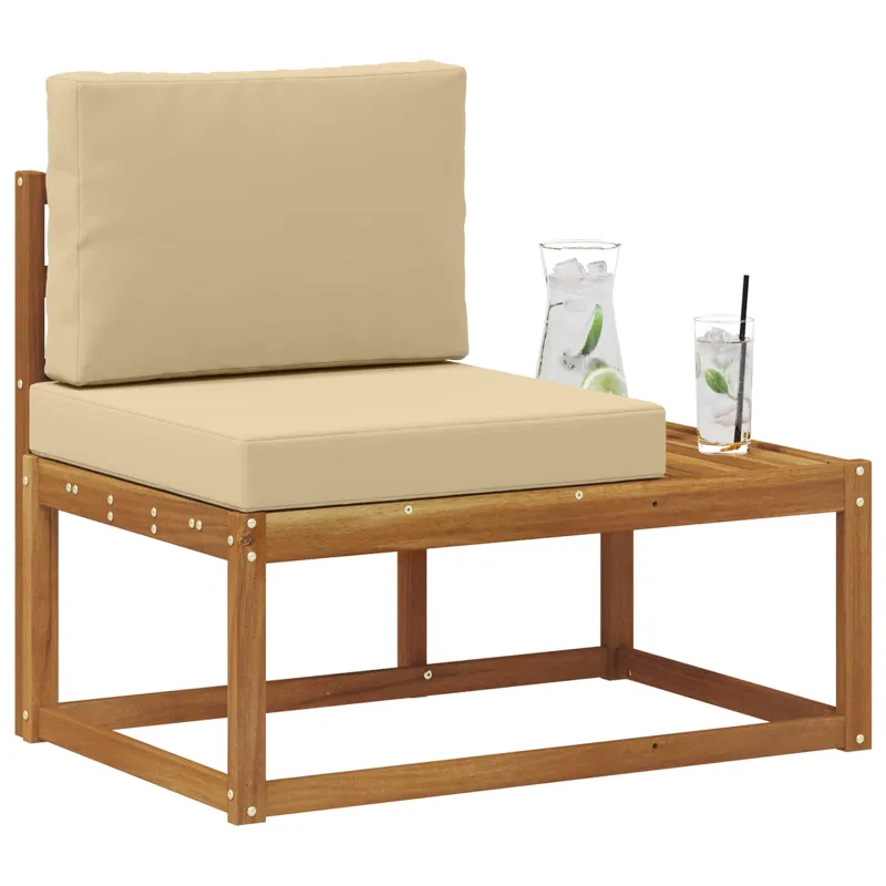 Lauko galinė sofa su pagalve Natūrali 91 x 63 x 73 cm