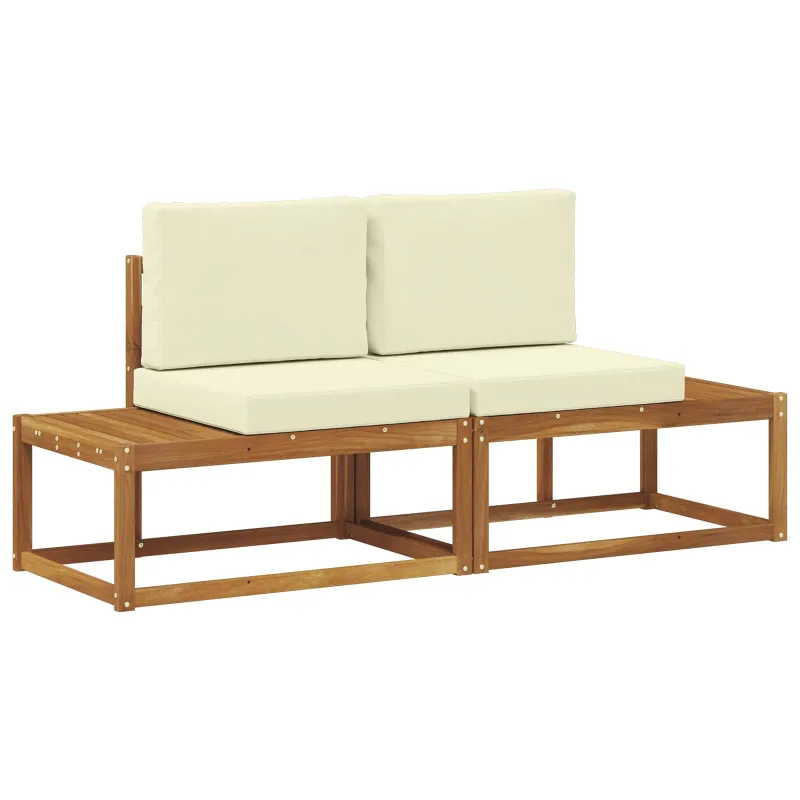 Lauko galinė sofa su pagalve 2 Vienetas Natūralus ir grietinėlė