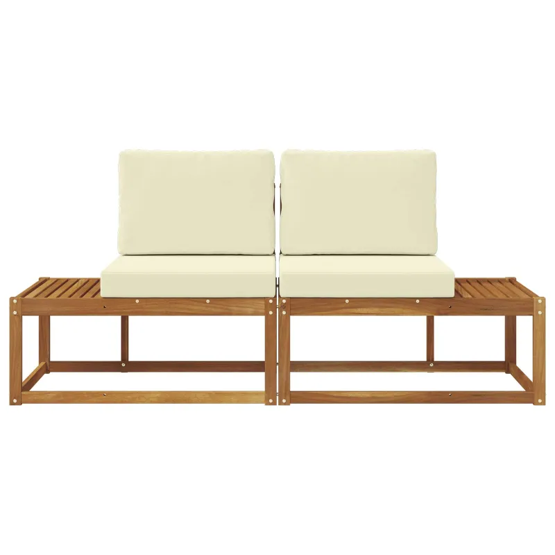 Lauko galinė sofa su pagalve 2 Vienetas Natūralus ir grietinėlė