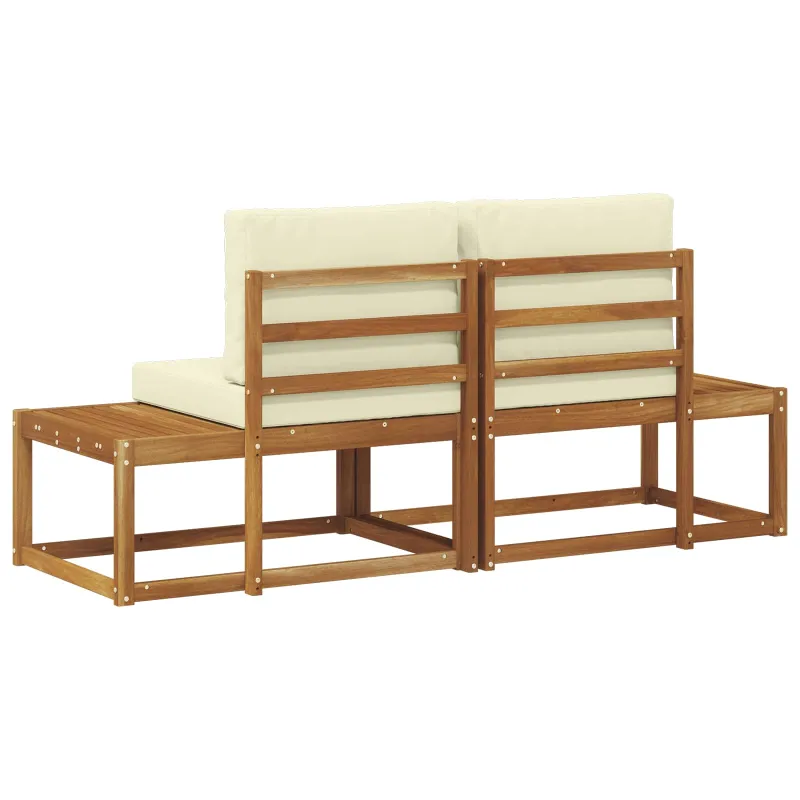Lauko galinė sofa su pagalve 2 Vienetas Natūralus ir grietinėlė