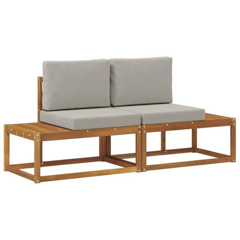 Lauko galinė sofa 2 Vienetas Natūrali ir šviesiai pilka