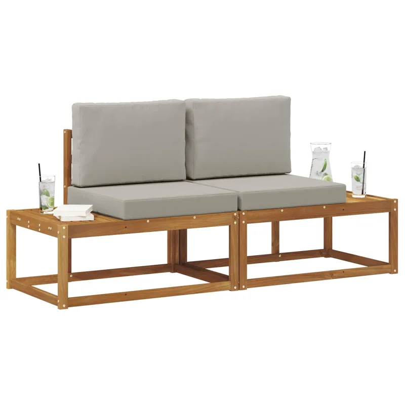 Lauko galinė sofa 2 Vienetas Natūrali ir šviesiai pilka