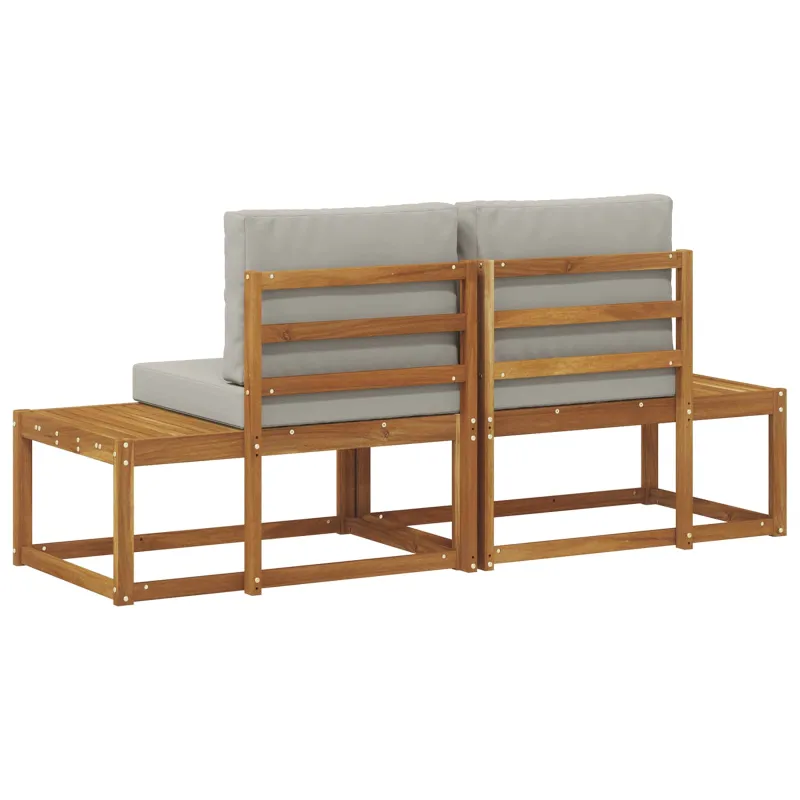 Lauko galinė sofa 2 Vienetas Natūrali ir šviesiai pilka