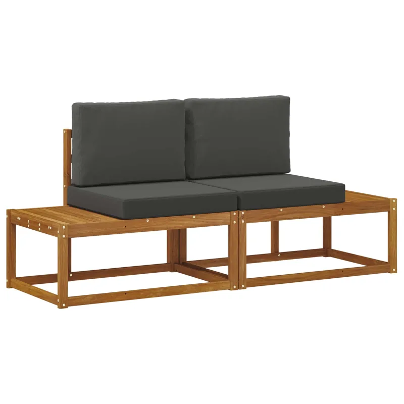 Lauko galinė sofa su pagalve 2 Vienetas Natūralus ir antracitas