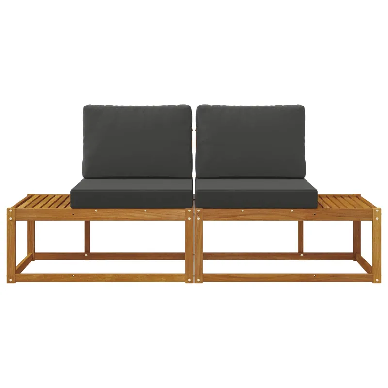 Lauko galinė sofa su pagalve 2 Vienetas Natūralus ir antracitas
